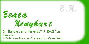 beata menyhart business card